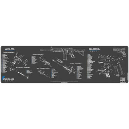 AR-15 Glock Combo Schematic Gun Mat Charcoal Gray XXL 14x48