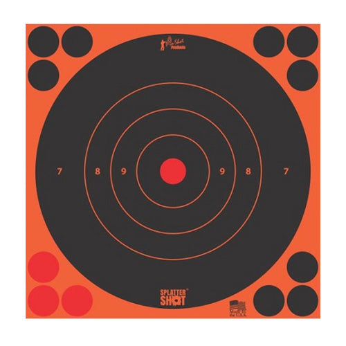 12 Inch Orange Bullseye Splattershot Paper Target 12 Pk