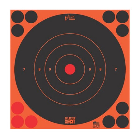 12 Inch Orange Bullseye Splattershot Paper Target 12 Pk