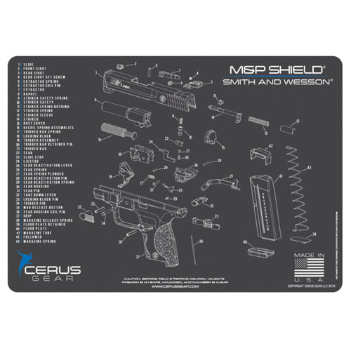 M&P Shield Schematic ProMat 12x17 Charcoal Gray