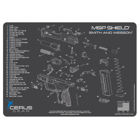 M&P Shield Schematic ProMat 12x17 Charcoal Gray