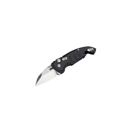 Microtech A01-Microswitch 1.95in Wharncliffe CPM154 Blade Tumbled Black Aluminum Knife