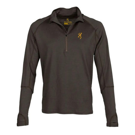 100% Merino Wool 1/4 Zip Base Layer Shirt Major Brown XL