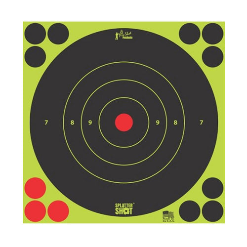 8 Inch Green Bullseye Splattershot Paper Target Pack of 30