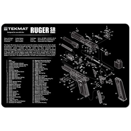 Ruger SR9 SR40 TekMat Padded Cleaning Mat 11x17 Inch