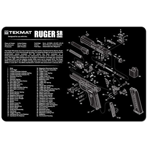 Ruger SR9 SR40 TekMat Padded Cleaning Mat 11x17 Inch