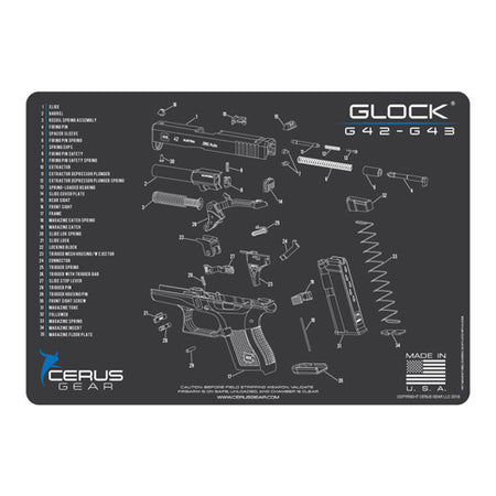 Glock 42-43 Schematic ProMat Charcoal Gray 12x17