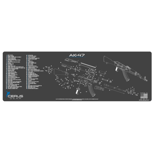AK-47 Kalashnikov Schematic Rifle Mat Charcoal Gray