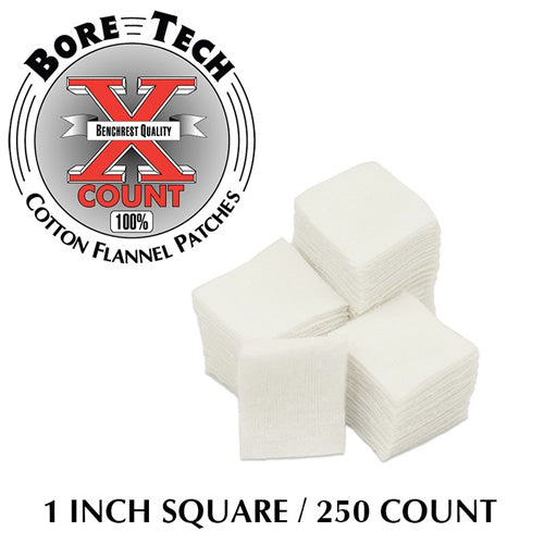 Bore Tech 1" Square Cotton Flannel Gun Cleaning Patches, 250-Count Bag