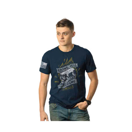 Raising Hell Slinging Shells T-Shirt Navy Size Small