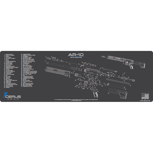 AR-10 Parts Diagram Schematic Cleaning Mat Charcoal Gray
