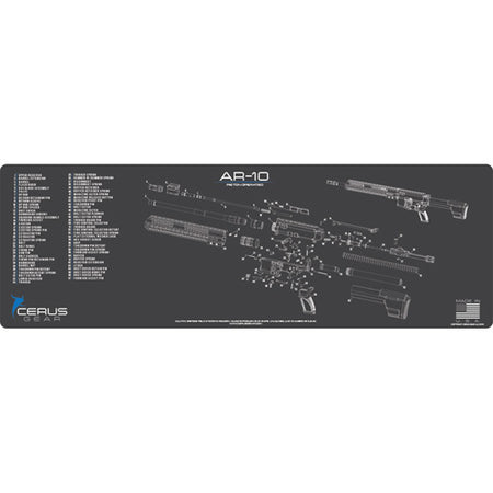 AR-10 Parts Diagram Schematic Cleaning Mat Charcoal Gray