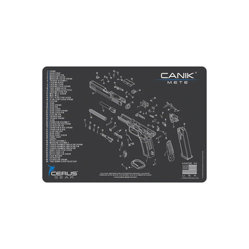 Canik Mete Handgun Schematic Cleaning Mat Charcoal Gray 12x17 Inch
