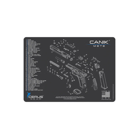 Canik Mete Handgun Schematic Cleaning Mat Charcoal Gray 12x17 Inch