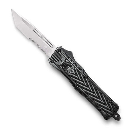 CobraTec CTK-1 OTF Knife Small Stonewash Tanto Serrated Blade