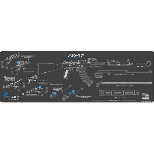 AK-47 Armorer Instructional Cleaning Mat - Gray/Cerus Blue