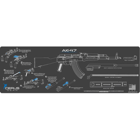 AK-47 Armorer Instructional Cleaning Mat - Gray/Cerus Blue