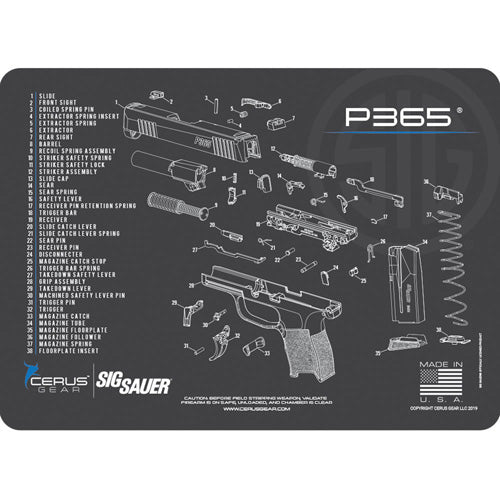 SIG Sauer P365 Licensed Armorer Schematic Mat Gray