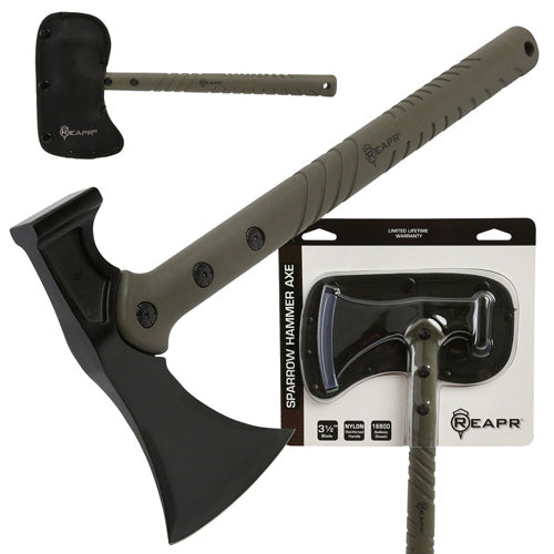 REAPR Sparrow 14-1/2 Inch Camping Hammer Axe Olive Handle