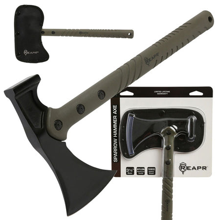 REAPR Sparrow 14-1/2 Inch Camping Hammer Axe Olive Handle