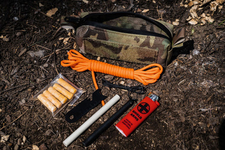 Partisan Fire Kit Multicam - Ferro Rod, Lighter, Paracord & Tinder Bundle