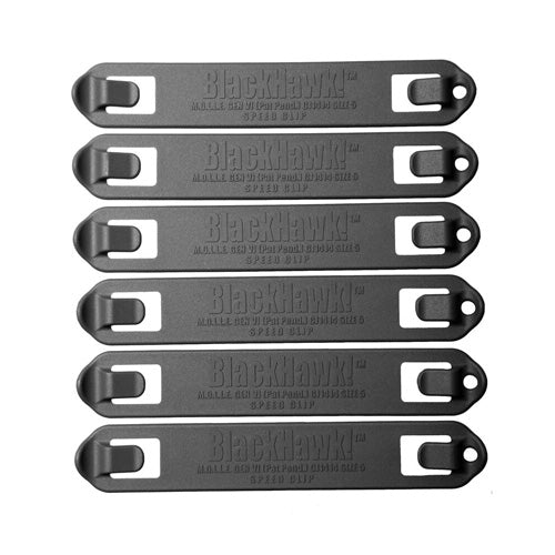 Black 9-Inch MOLLE Speed Clips 6 Pack for Pouch Mounting