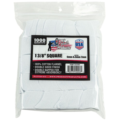 Cotton Flannel 1-3/8" Square Gun Cleaning Patches - 1000 Per Pack