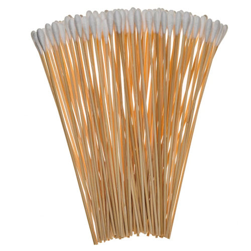 100-Pack White Cotton Tip Gun Cleaning Swabs, 6-Inch Wooden Handle
