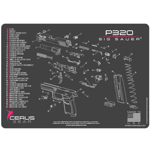 SIG P320 Armorer Schematic Cleaning Mat Gray and Pink
