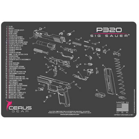 SIG P320 Armorer Schematic Cleaning Mat Gray and Pink