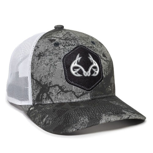 Realtree Fishing WAV3 Mirage Grey Camo Snapback Hat Adult