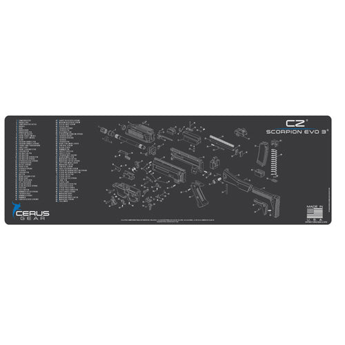 CZ EVO 3 SBR Armorer Schematic Mat Charcoal Gray
