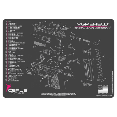 M&P Shield Schematic ProMat 12x17 Gray and Pink