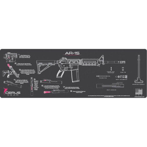 AR-15 Gray Pink Instructional Cleaning Mat Padded 12x27