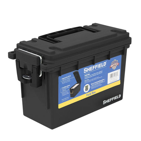Sheffield Black Hard Field Box with Compression Fit Lid, Made in USA