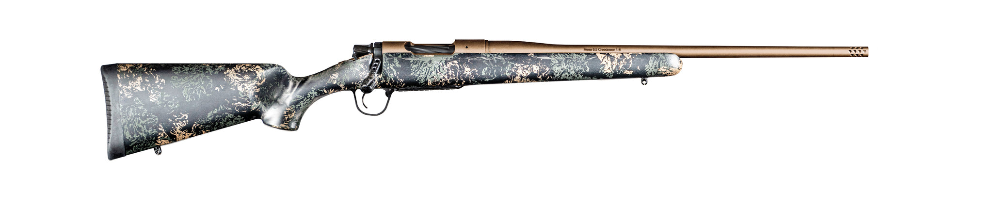 Christensen Arms 8010107300 Mesa FFT 6.5 Creedmoor 4+1 20" Threaded Barrel, Burnt Bronze Cerakote, Green with Black/Tan Webbing Stock