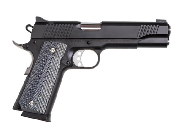 Magnum Research DE1911G 1911 G 45 ACP Caliber with 5.01" Barrel, 8+1 Capacity, Overall Matte Black Finish Carbon Steel, Beavertail Frame, Serrated Slide & Black/Gray G10 Grip