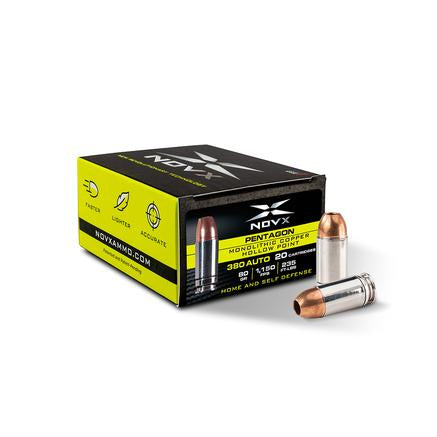 NovX Pentagon Monolithic Copper Hollow Point 80 Grain .380 ACP/Auto 1150 fps 850022779374