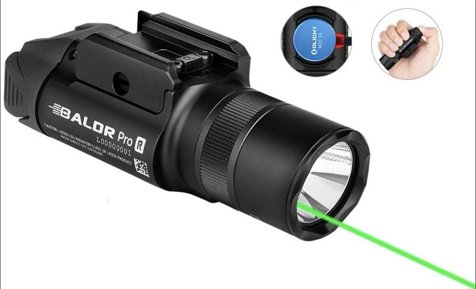 Olightstore Baldr S Black 800 Lumen Weapon Light Green Laser Combo Glock/Picatinny Rail