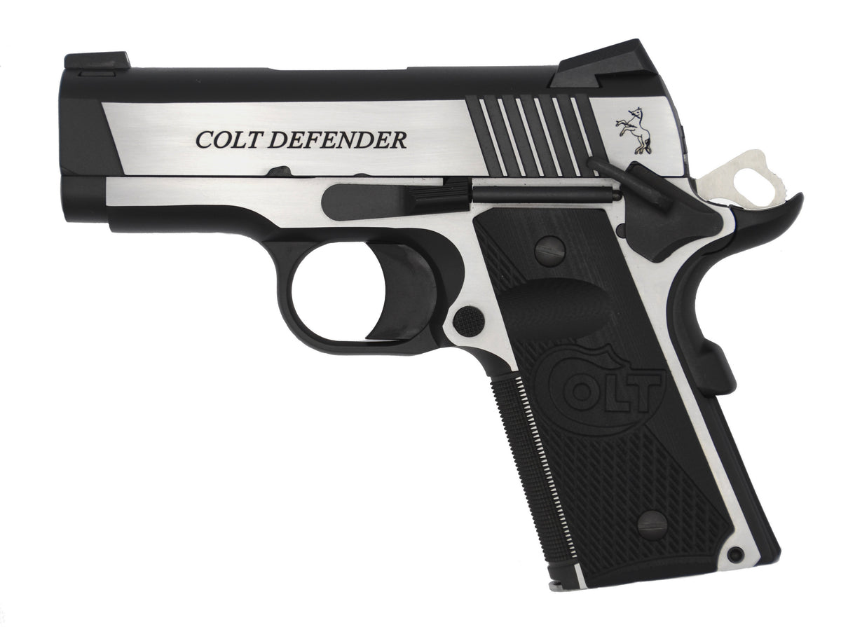 Colt Mfg O7082CE Combat Elite Commander Compact Frame 9mm Luger 8+1, 3" Stainless Steel Barrel, Two-Tone Serrated Stainless Steel Slide & Frame w/Beavertail, Black Scalloped G10 Grip, Ambidextrous