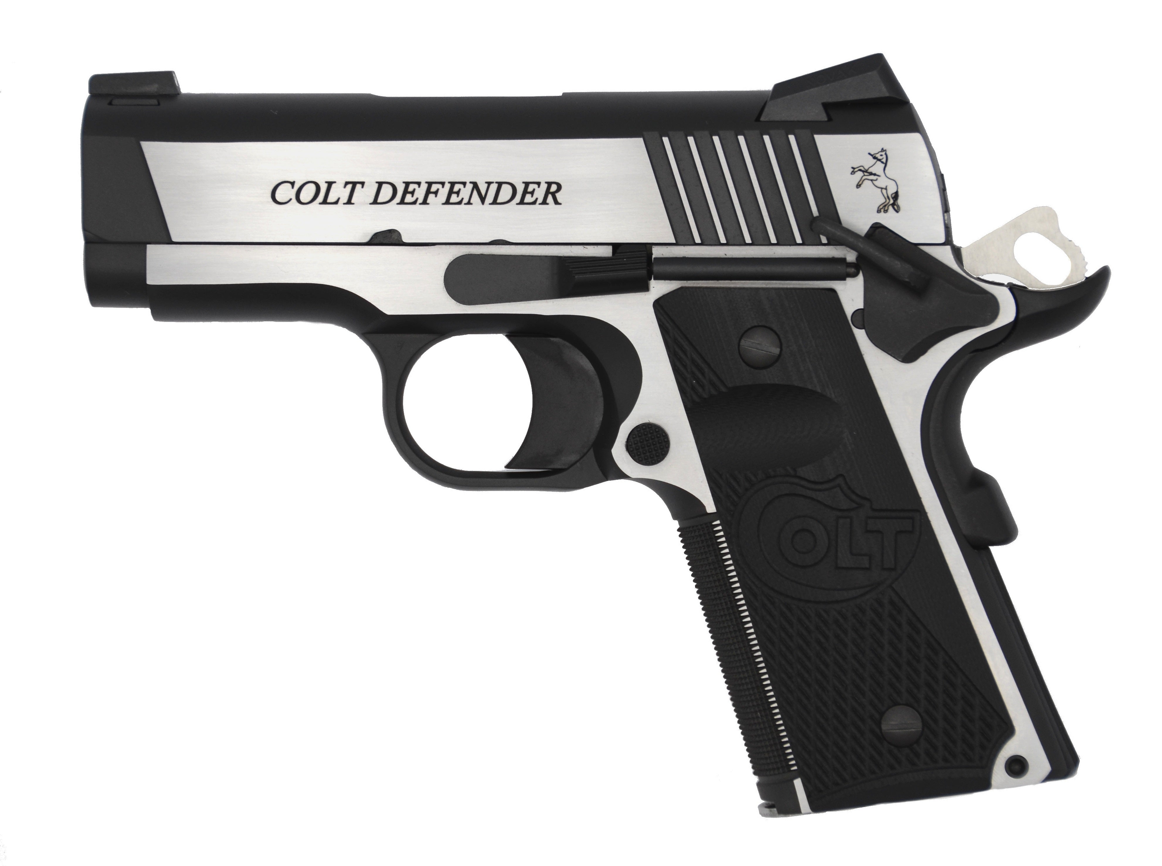 Colt Mfg O7082CE Combat Elite Commander Compact Frame 9mm Luger 8+1, 3" Stainless Steel Barrel, Two-Tone Serrated Stainless Steel Slide & Frame w/Beavertail, Black Scalloped G10 Grip, Ambidextrous
