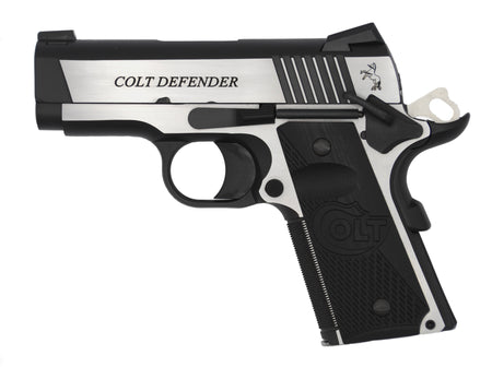 Colt Mfg O7082CE Combat Elite Commander Compact Frame 9mm Luger 8+1, 3" Stainless Steel Barrel, Two-Tone Serrated Stainless Steel Slide & Frame w/Beavertail, Black Scalloped G10 Grip, Ambidextrous