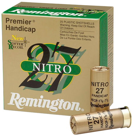 Remington 12 Gauge Shotgun Ammo Premier Nitro 27 Gold Handicap 2.75 in 1 oz #7.5