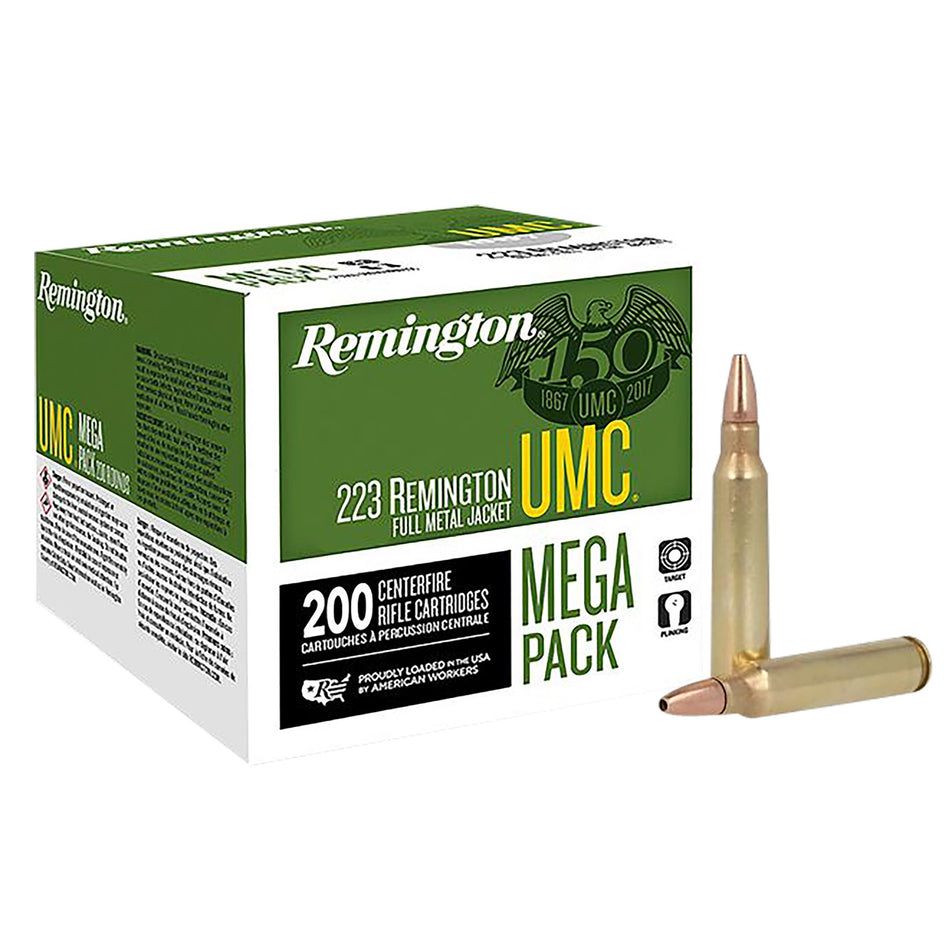 Remington UMC Mega Pack Jacketed Hollow Point 45 Grain .223 Remington 3550 fps 047700364506
