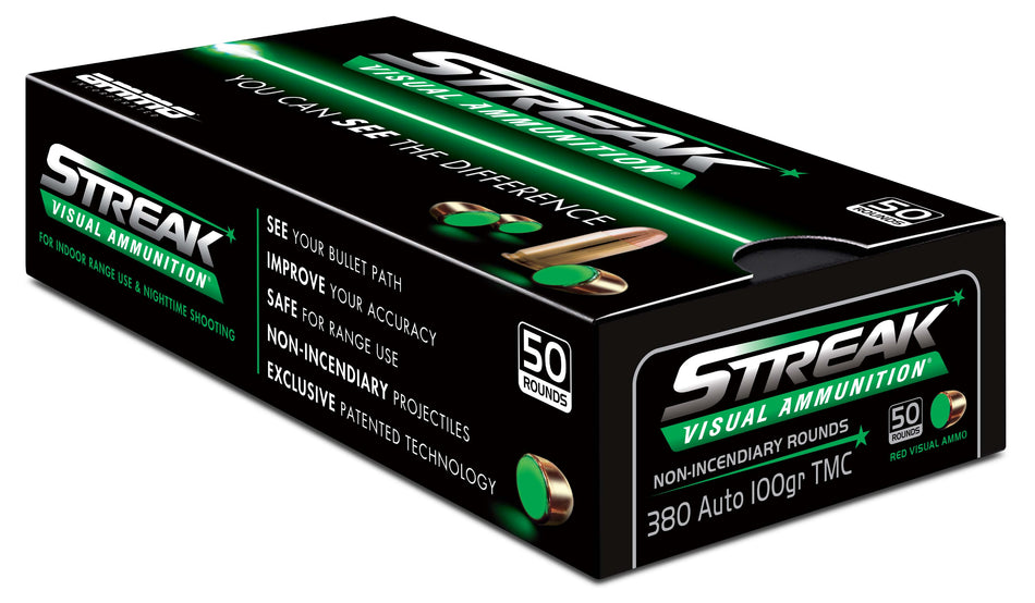 Ammo Inc .380 ACP/Auto Streak Visual (GREEN) 100 grain Total Metal Case ammunition