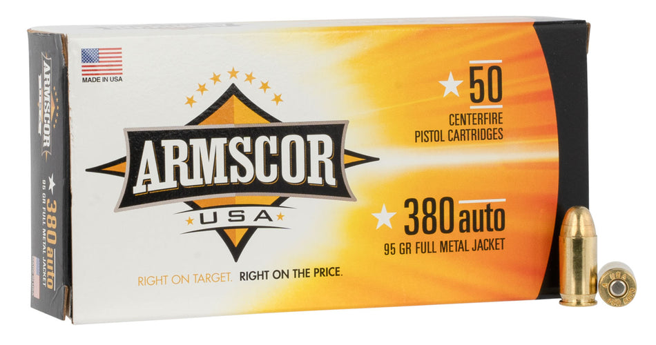 Armscor .380 ACP/Auto Precision 95 grain Full Metal Jacket ammunition