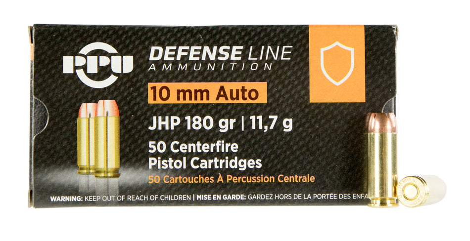 Prvi Partizan 10mm Auto Handgun Defense 180 grain Jacketed Hollow Point ammunition