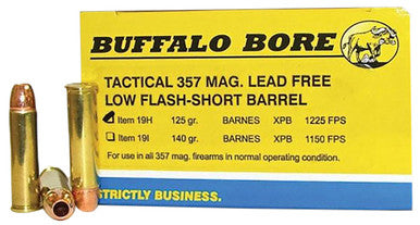 Buffalo Bore Ammunition 19H20 Buffalo-Barnes Strictly Business 357 Mag 125 gr Barnes VOR-TX XPB Lead-Free 20 Per Box/ 12 Cs