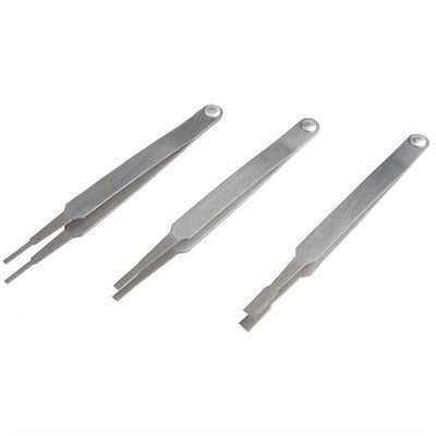 3-Piece Pivot Handle Diamond Tip Tweezer Kit