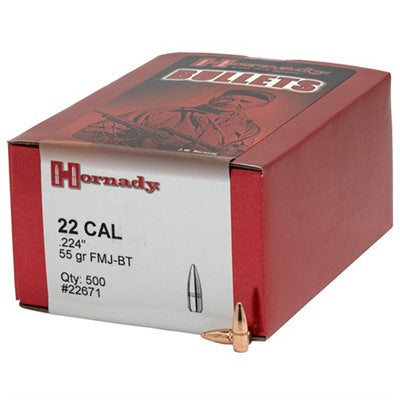 22 Cal .224" 55 Grain FMJBT Cannelure Bullets